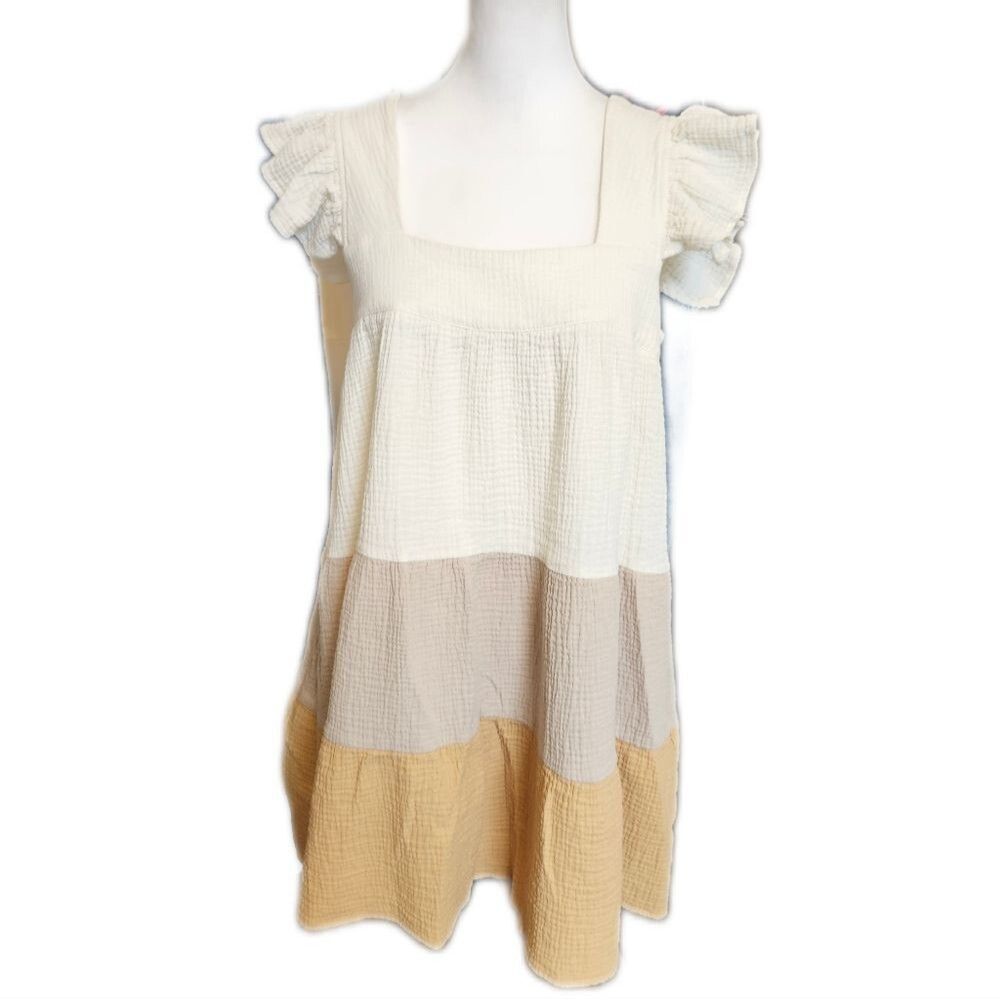 Entro Colorblocked & Tiered Ruffled Straps Mini Dress, M - Picture 2 of 9
